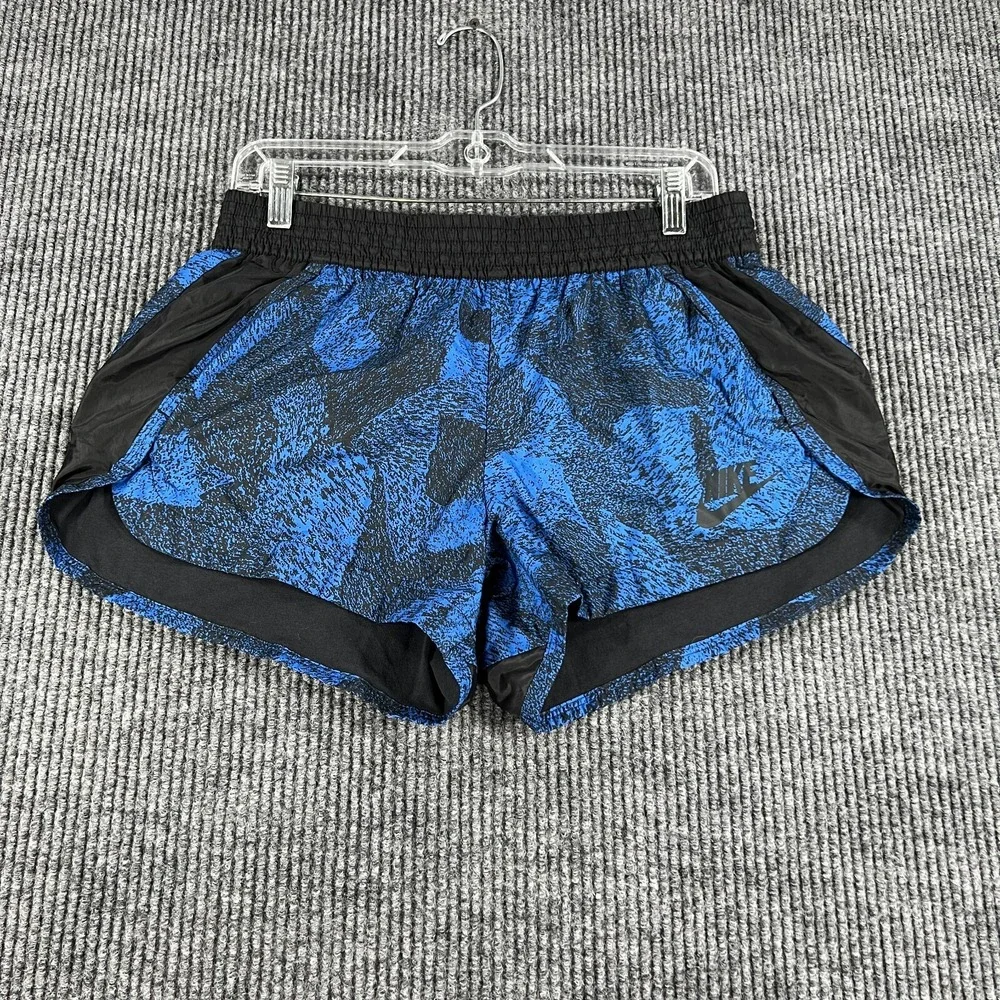 Nike Shorts Womens Medium Blue Black Active Workout Training Gym Run Lift